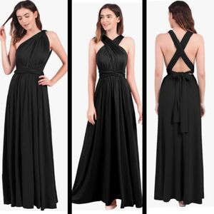 IBTOM CASTLE TRANSFORMER EVENING CONVERTIBLE MULTIWAY MAXI DRESS, BLACK L